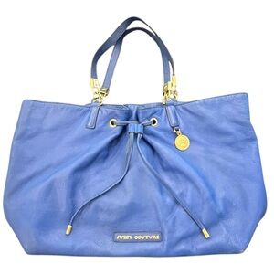 Juicy Couture Leather Satchel Purse Tote Bag Bristol Blue‎ Large RARE FIND $328